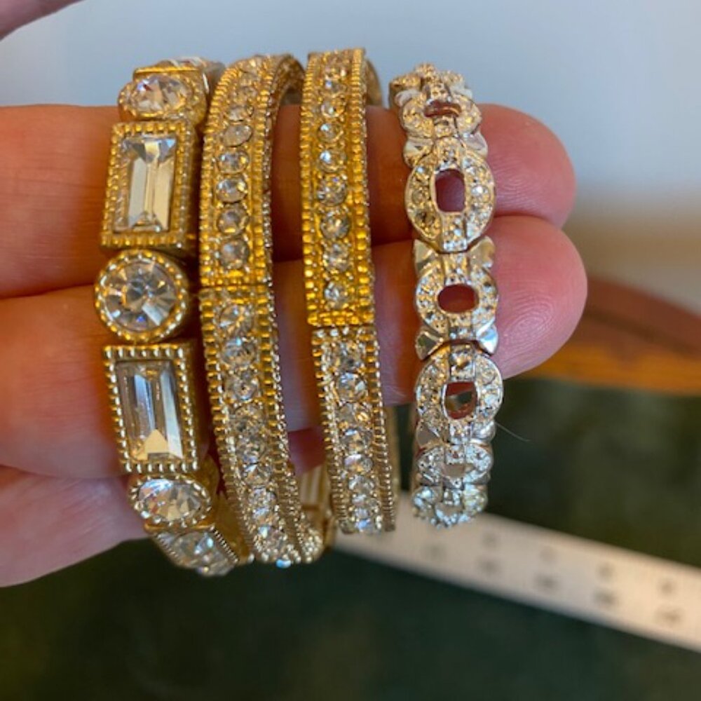 4 Natasha Rhinestone Infinity Stack Bracelets - Gold tone - Picture 4 of 9